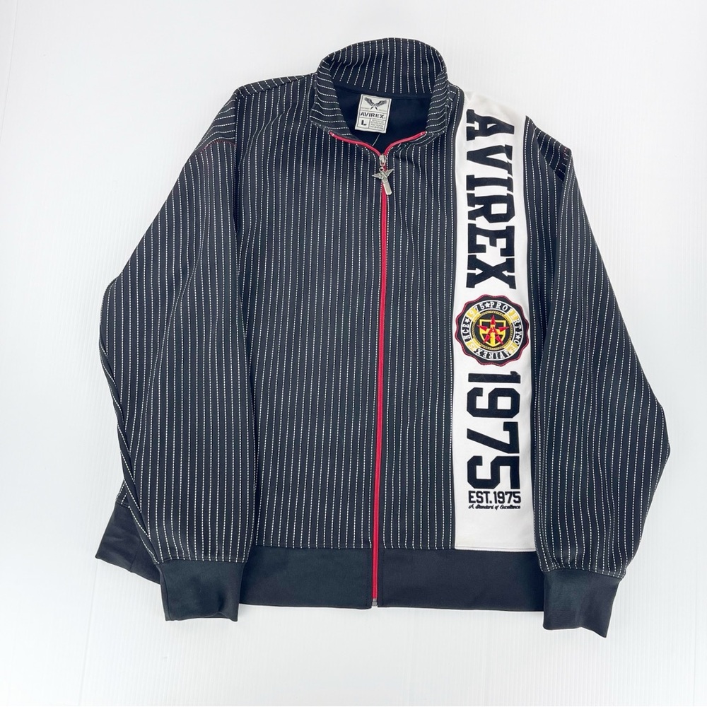 Avirex 1975 Striped Full Zip Long Sleeve Jacket Coat Top